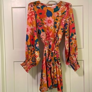 Pink Lily floral long sleeve mini dress